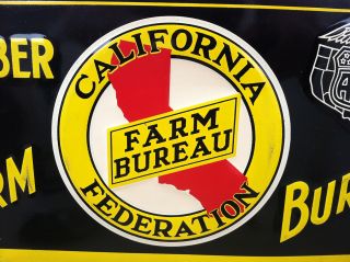 California Federation Farm Bureau Vintage Embossed Sign