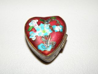 Heart Shaped Cloisonne Pill Box with Bonus Unknown Object Please Look 