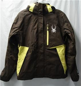 Spyder Womens Evade System Snow Ski Jacket Dk Brown w/ Lime accents 