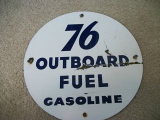  Round 76 Outboard Fuel Gasoline Vintage Sign