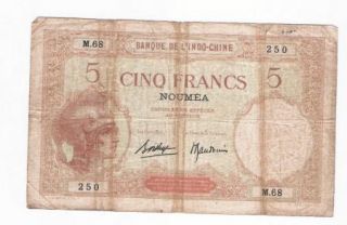 New Caledonia Indo China Noumea 5 Francs 1926 P 36 F