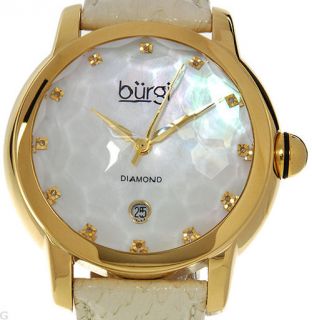 Burgi BUR014W Diamond Swiss Date White Strap Womans Watch