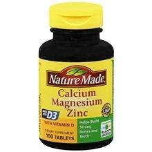 Nature Made Calcium Magnesium Zinc Dietary Supplement Tablets 100 Ct 