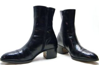 Vintage Uomo Casuccio Scalera Black Leather Brogue Ankle Boots Sz 7 5 