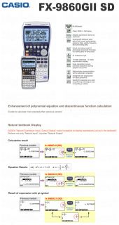 Casio Programmable Scientific Calculator FX 9860G II SD 079767186074 