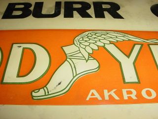   Vintage GOODYEAR TIRE Early WING FOOT LOGO ARROW Burr Oak KS Tin Sign