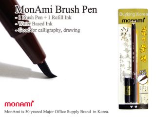 MonAmi calligraphy fude brush pen refill ink cartridge Korean, Chinese 