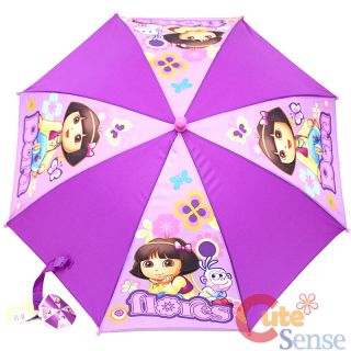   Explorer Dora Boots Kids Umbrella Purple Butterfly w/ Figure Handle