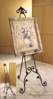 Elegant Tuscan or French Country Scrolled Iron Adjustable Floor Easel 