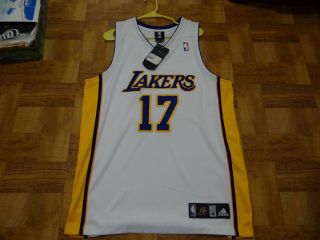 ADIDAS LOS ANGELES LAKERS ANDREW BYNUM AUTHENTIC JERSEY 40 WHITE NEW 