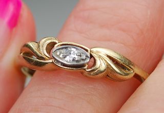 Jabel Antique 14k Gold Filigree Diamond Engagement Ring