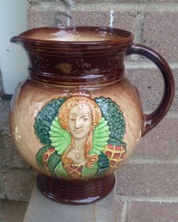 as airbrushed brown queensware queen elizabeth i water pitcher jug