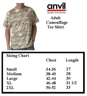 Men Anvil Camouflage T Shirt Small to XL Price Apparel