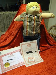 Cabbage Patch Vintage Soft Sculpture Kid Softy 1990 Boy birth papers 