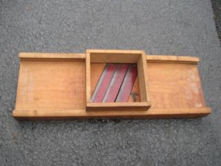 Antique Fabulous Wooden Cabbage Slicer with Old Red Paint Blades 