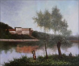   Painted Oil Painting Repro Jean Camille Corot Ville DAvray