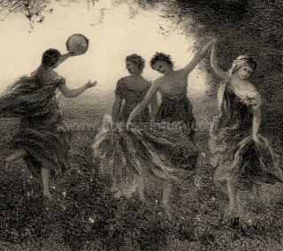 COROT Danse Antique Danseuses Louis eugène Pirodon Lithographie 1875