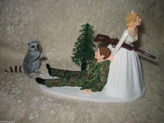 Racoon Funny Wedding Camo Coon Hunter Hunting Cake Topper