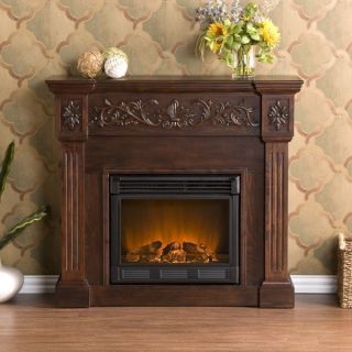 NEW CALVERT CARVED ESPRESSO ELECTRIC FLAME FIREPLACE MANTLE TV STAND 