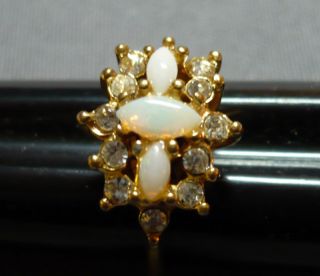  Uncas Gold Ring w Opals CZ Sz 6 5 Beautiful Marked