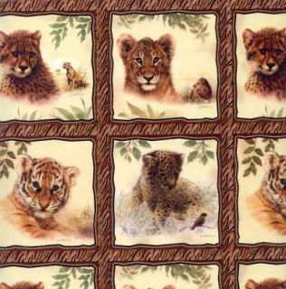 Spectrix Safari Cats Fabric 20424 Big Cats Square Panel