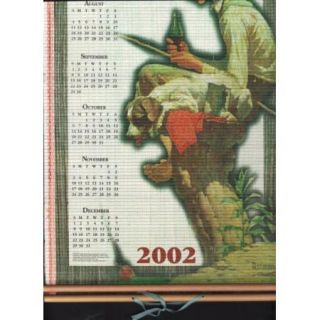   Large Bamboo Coca Cola Calendar   Norman Rockwell   Boy Fishing, Signs