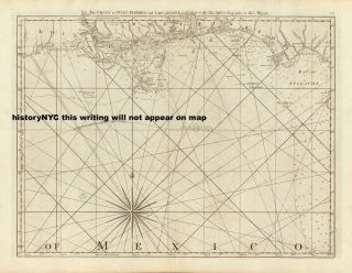 1775 British Nautical Chart Map Florida Louisiana Gulf