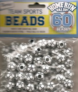 Soccer Ball Beads 60pc Plastic Sports 12mm Jewelry Kids Crafts 