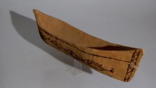 Aboriginal Large Canoe Pyrography Fish Old