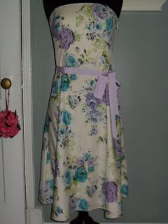 Ann Taylor Silk Strapless Dress w Floral Print Sz 4