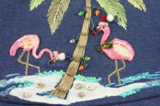   Denim Pink Flamingo Christmas Palm Tree Cappelli Straworld