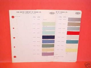 1960 Ford Thunderbird Paint Chips Color Chart Canada