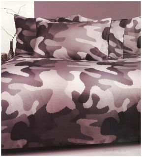 Camouflage Grey Queen Size Quilt DOONA Duvet Cover Set Bedding 