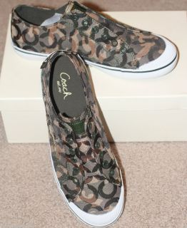 Coach A1612 Keeley Camo Slip on Loafer Sneakers Op Art Signature Shoes 