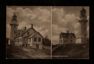 1910 Cape Elizabeth, ME. view of two lighthouses pc   Maine Lighthouse 