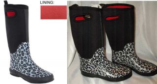 Capelli New York Leopard Rubber Rain Boots Wellies Black Gray Tall 