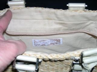 Cappelli Straworld Inc Straw Bag Handbag Tote Purse Buckle Design Trim 
