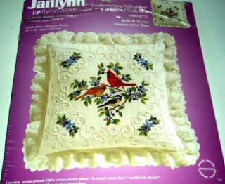 Birds and Berries Janlynn Candlewick Embroidery Pillow Kit
