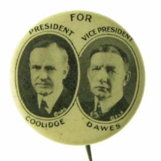 1924 Calvin Coolidge Dawes Celluloid Campaign Pinback