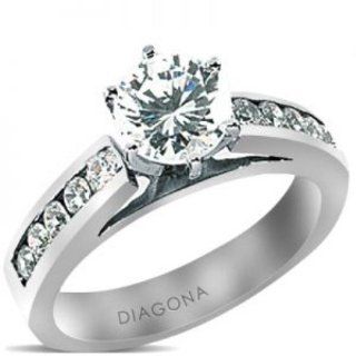 Diagona 37541, Round Cut Diamond Engagement Ring in 18KT white gold 0 