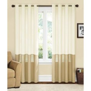 New Canopy Lined Color Band Grommet Curtain Panel 50x84 Ivory Straw 