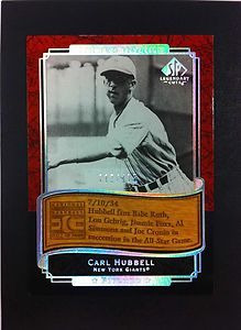 2003 Carl Hubbell 175 SP Legendary Cuts Etched in Time Wood