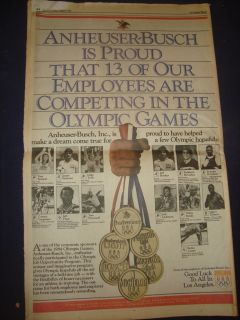   Angeles Times Olympics 1984 Carl Lewis Newspaper August 5 1984