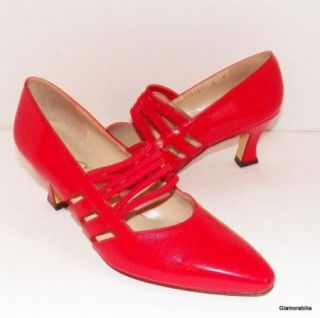   Apple Red Pumps with Elastic Mary Jane Straps Caressa Spain 6 M