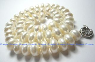 Beautiful!8x12mm White Akoya Cultured Pearl Necklace 18”AAA 1