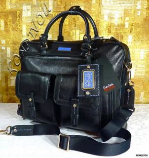 Tumi Carlos Falchi 073203 Black Leather Slim Briefcase Luggage Laptop 