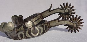 Early Pair of silver inlaid Canon City Prison Made Western Spurs