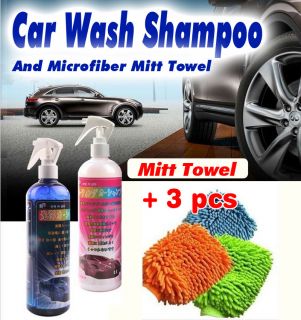 Coating Wax Like Gloss Car Wash Shampoo Spray 17 OZ + Microfiber Mitt 