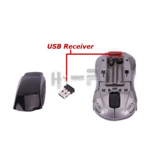 4G Car Wireless Optical Mouse Gray + Mini Receiver for PC Computer 