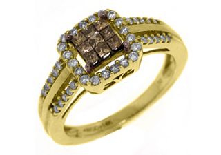 Womens Brown Champagne Diamond Engagement Promise Ring 14k Yellow Gold 